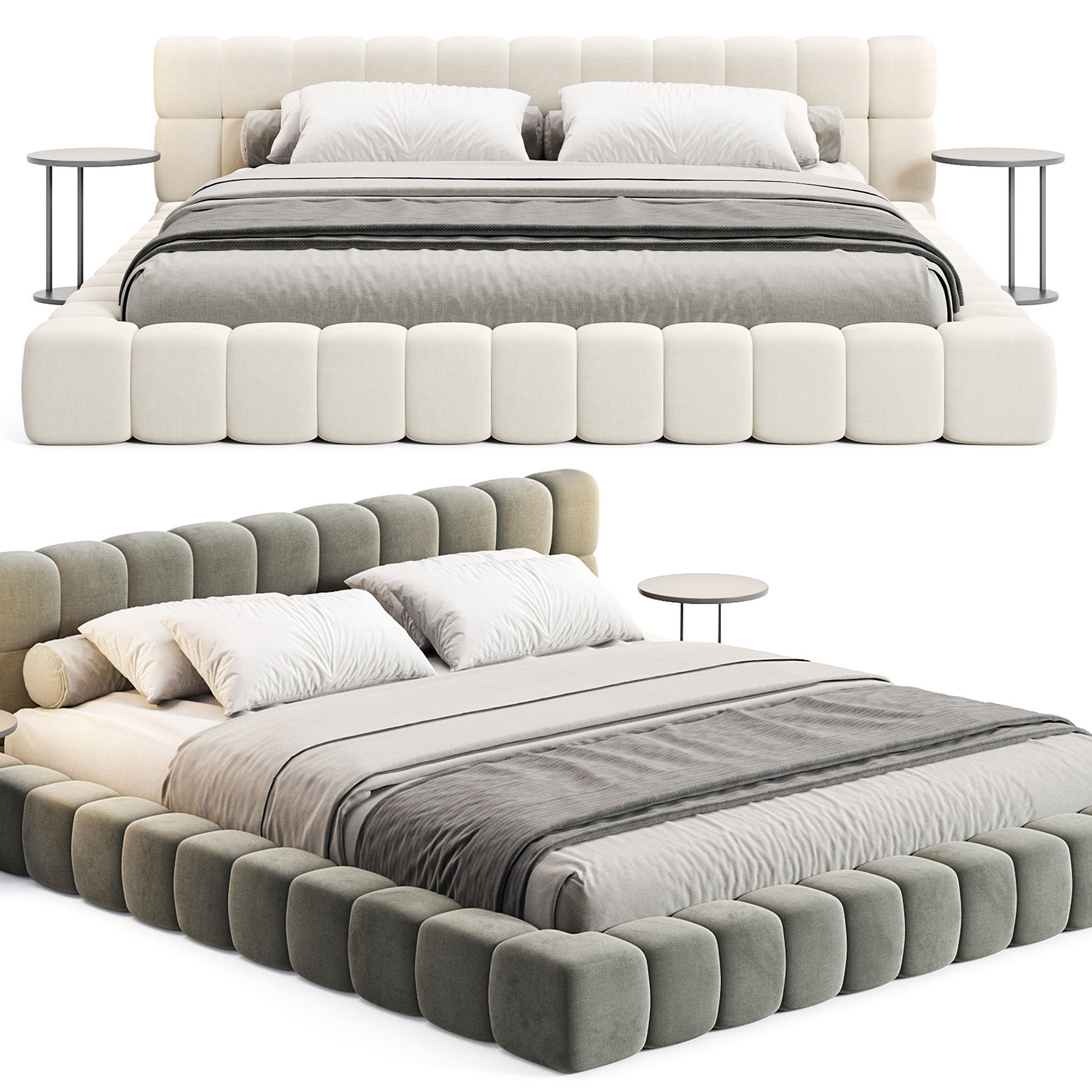 Aurora Technical Fabric Contemporary Bed Frame Queen Size 3D model_3