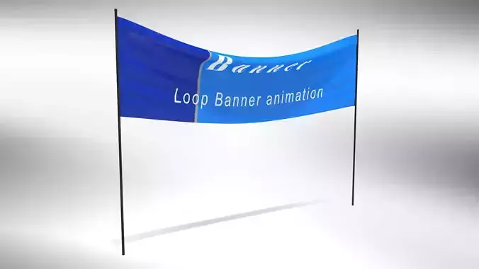 Banner  Poles- Animated Demonstration banner Low-poly 3D model