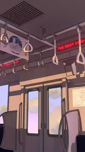 aesthetic train interior anime ghibli 