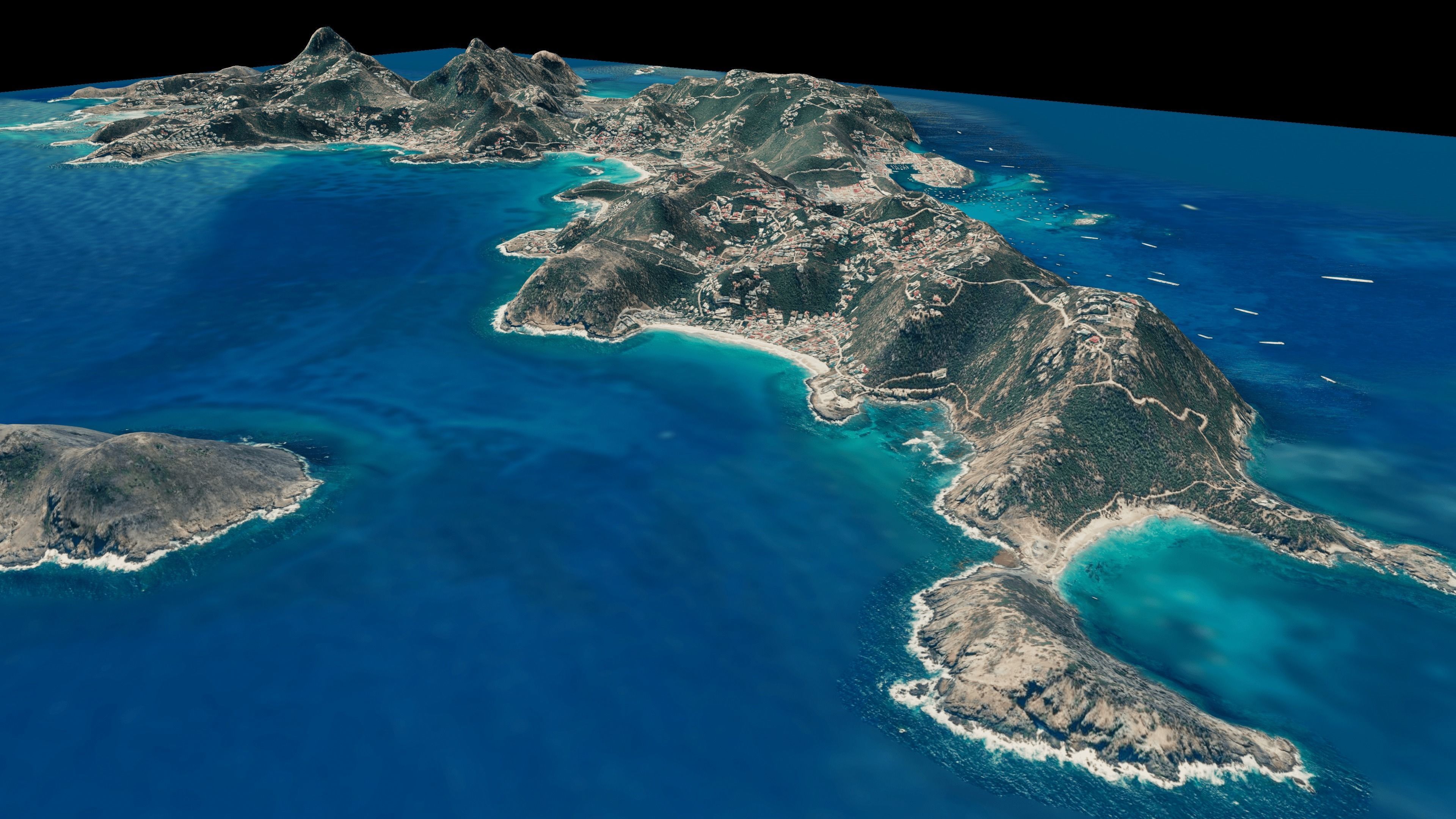 Saint Barthelemy Island full 3d model terrain Low-poly 3D model_8