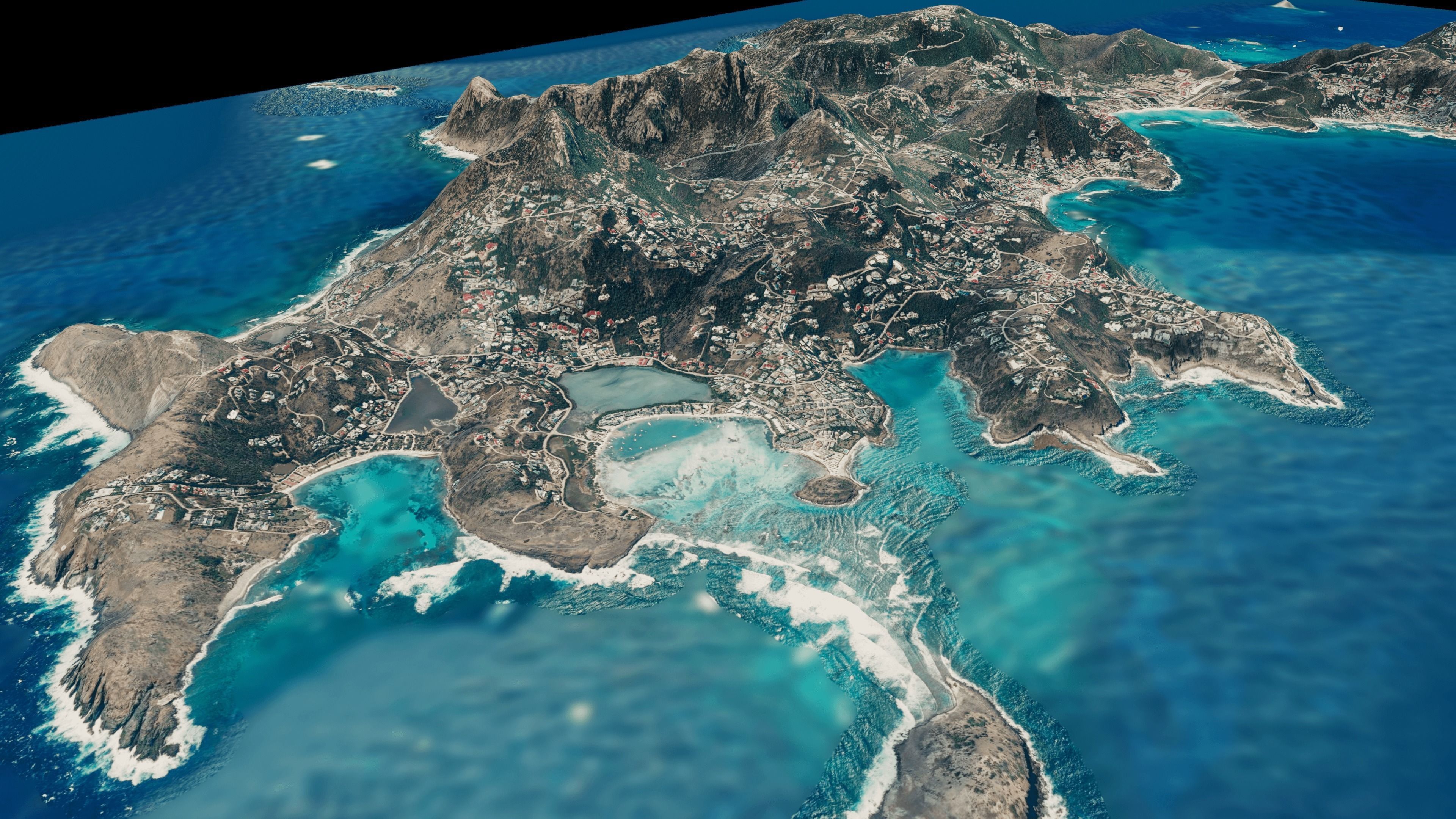 Saint Barthelemy Island full 3d model terrain Low-poly 3D model_11