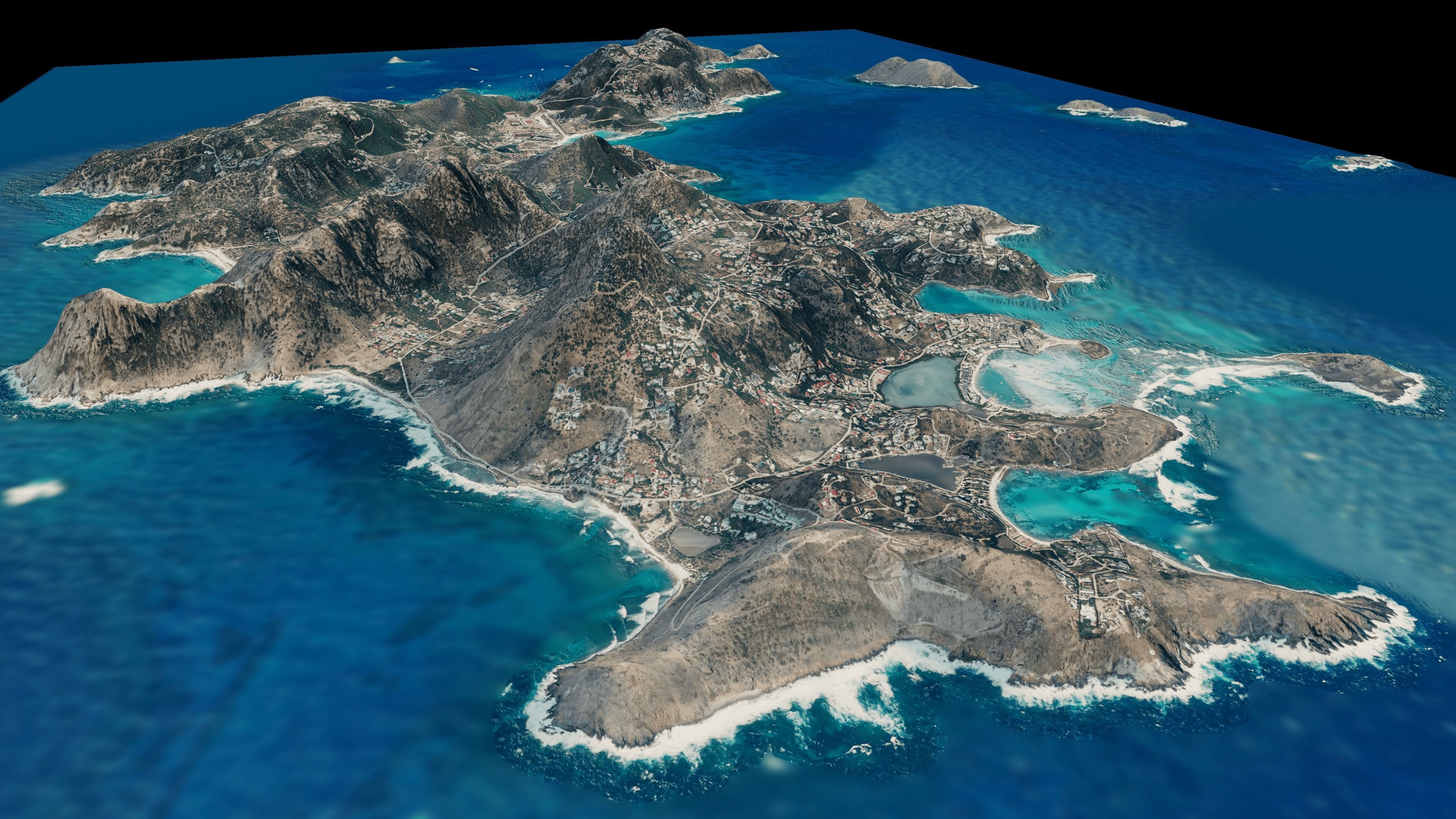 Saint Barthelemy Island full 3d model terrain Low-poly 3D model_4