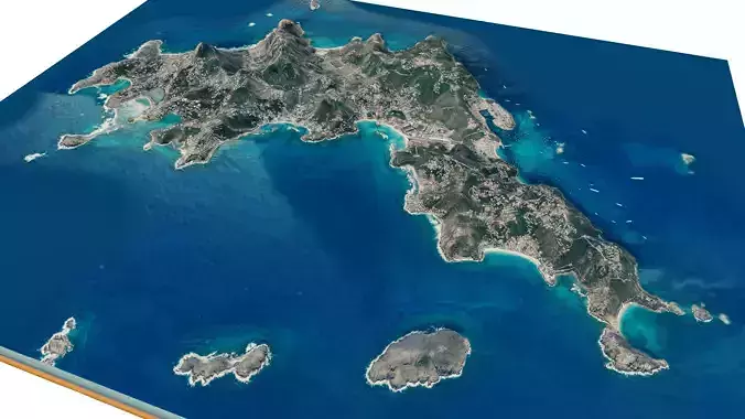 Saint Barthelemy Island full 3d model terrain