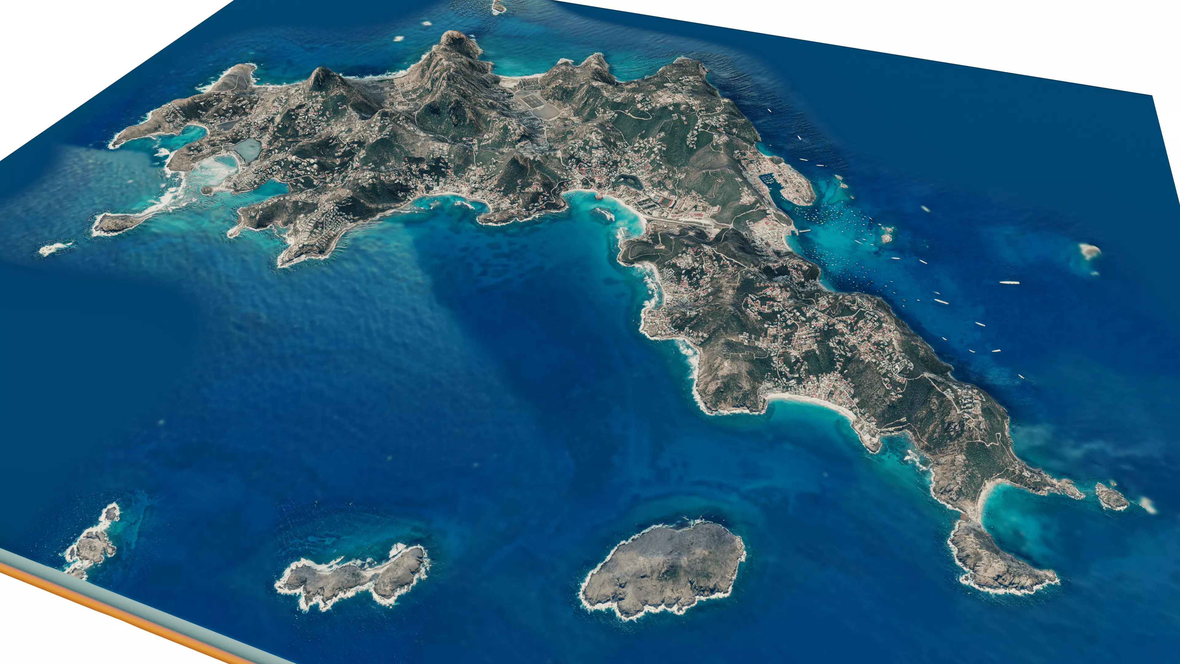 Saint Barthelemy Island full 3d model terrain Low-poly 3D model_0