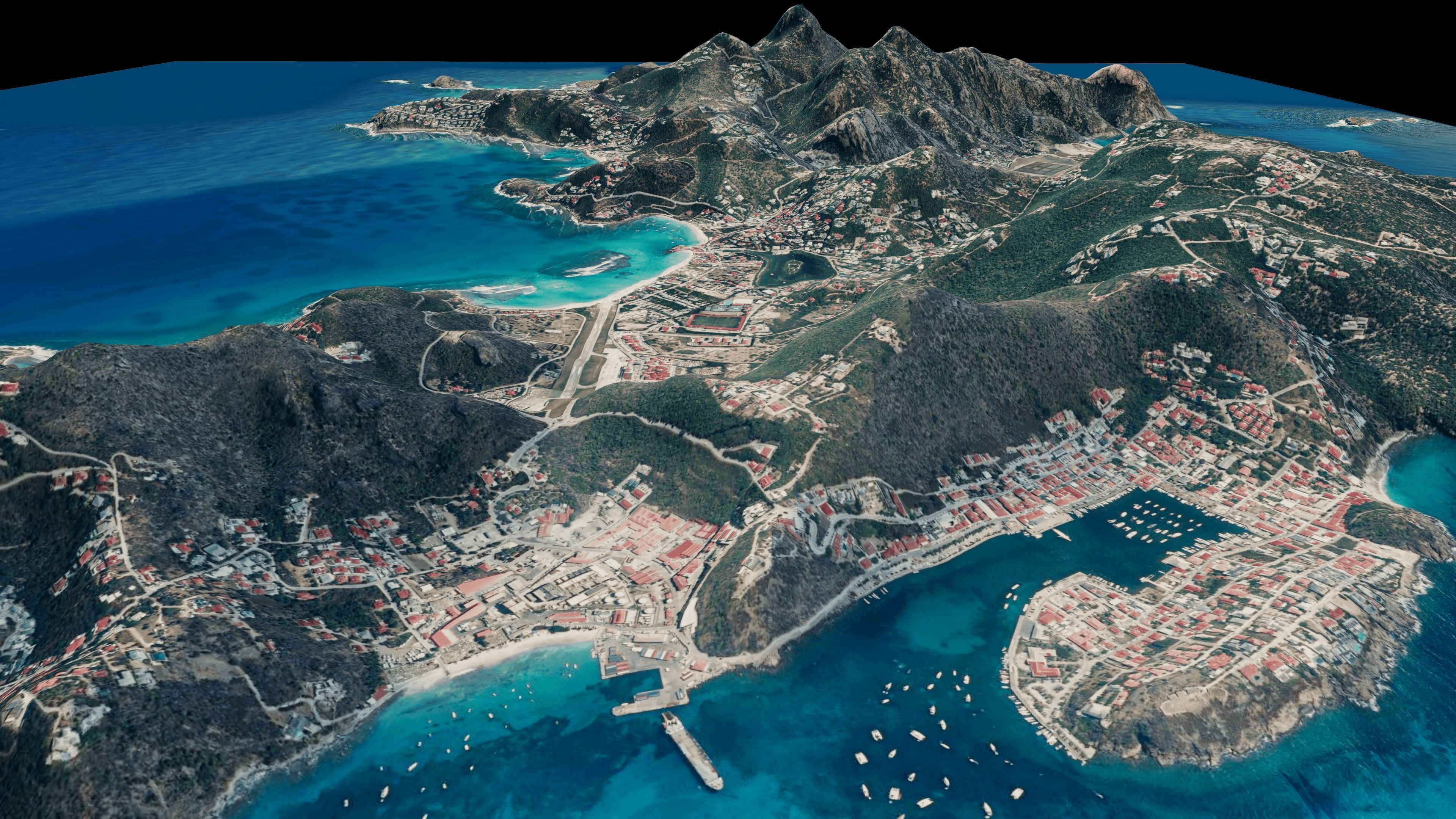 Saint Barthelemy Island full 3d model terrain Low-poly 3D model_7