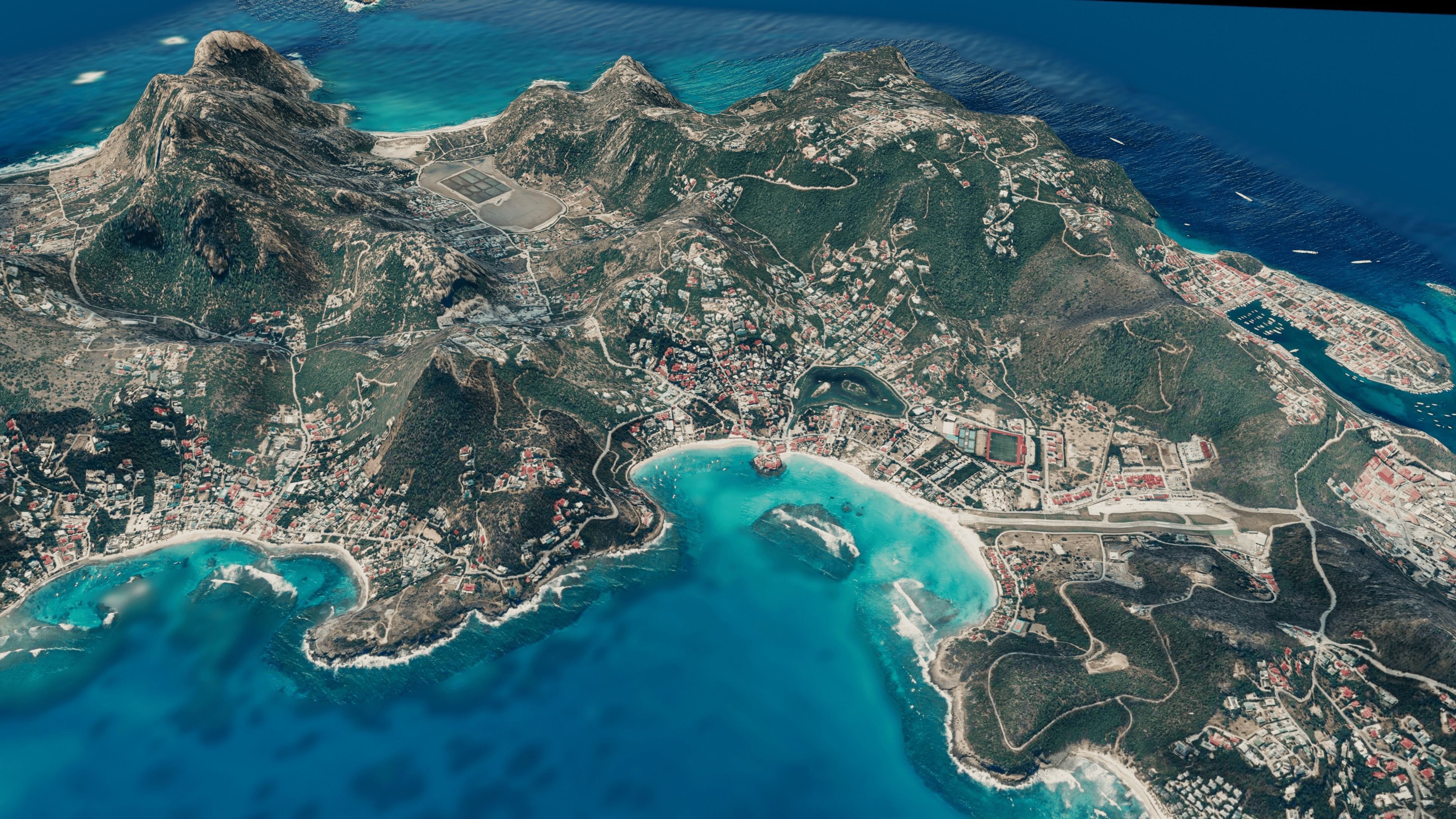 Saint Barthelemy Island full 3d model terrain Low-poly 3D model_1