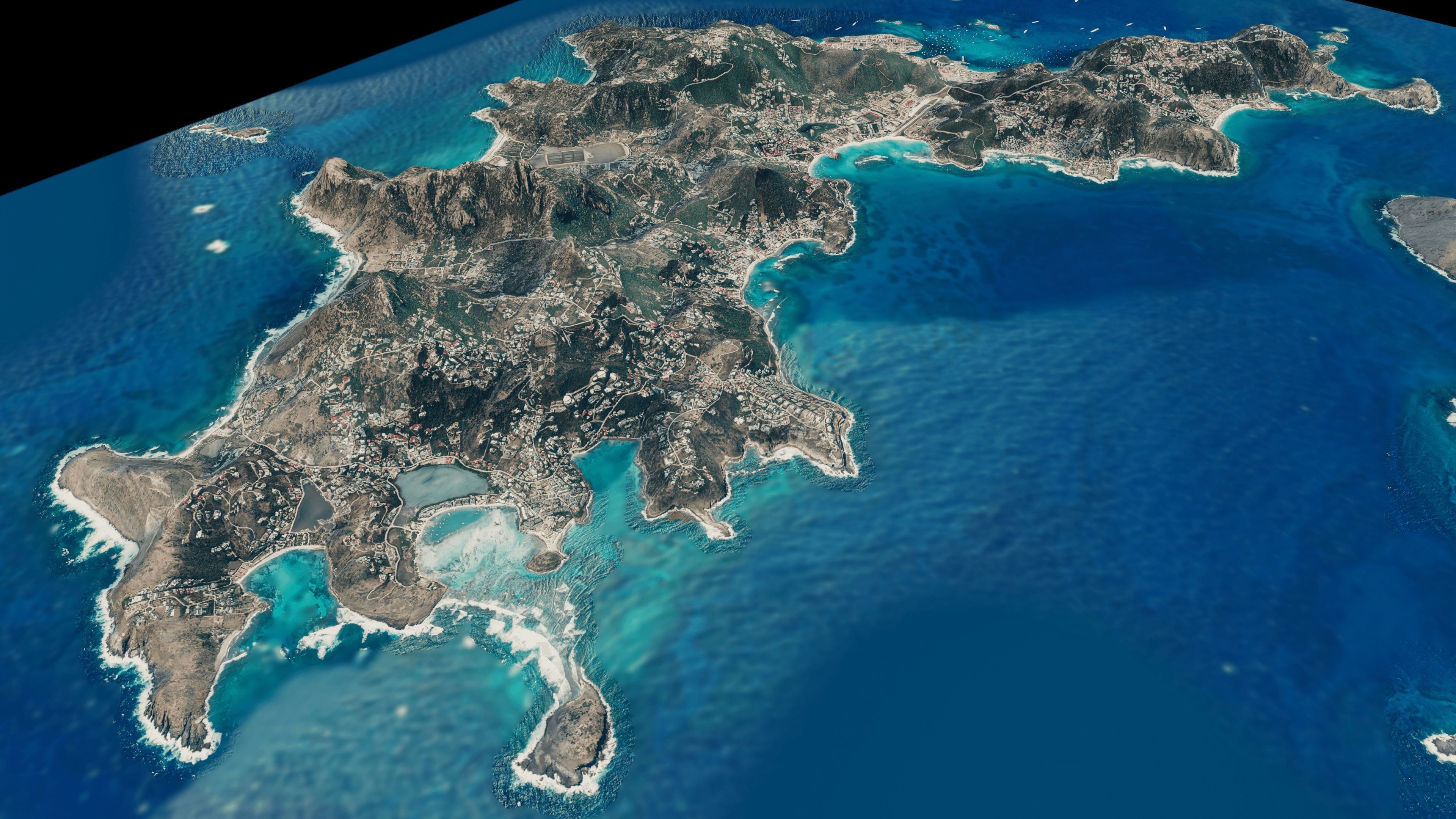 Saint Barthelemy Island full 3d model terrain Low-poly 3D model_6