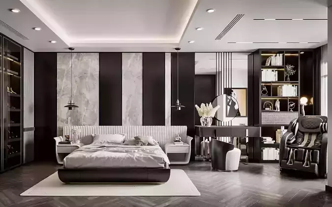Luxurious bedroom interior design 