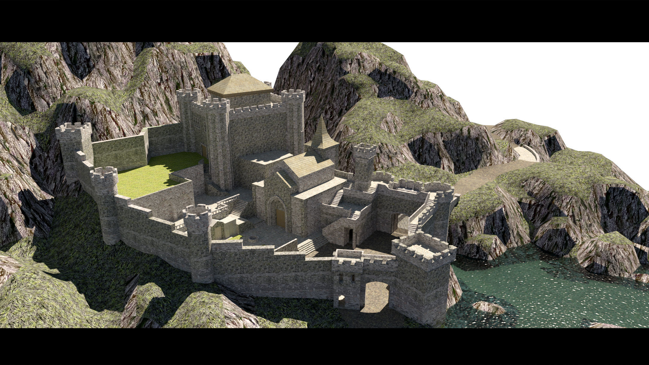 A castle in the mountains- 3d Model 3D model_11
