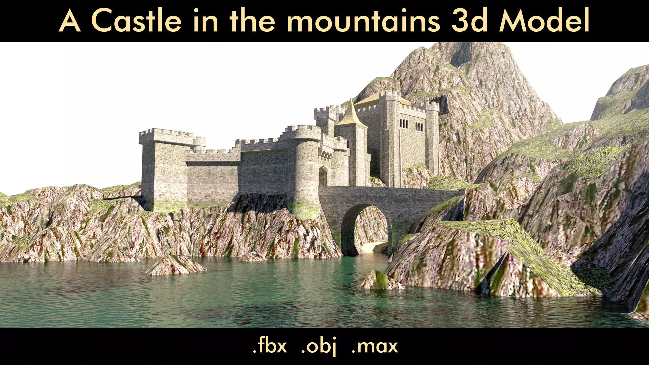 A castle in the mountains- 3d Model 3D model_0