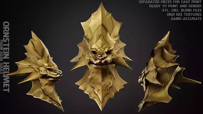 Darsk Souls Ornstein Dragon Slayer Helmet for Cosplay 3D print model