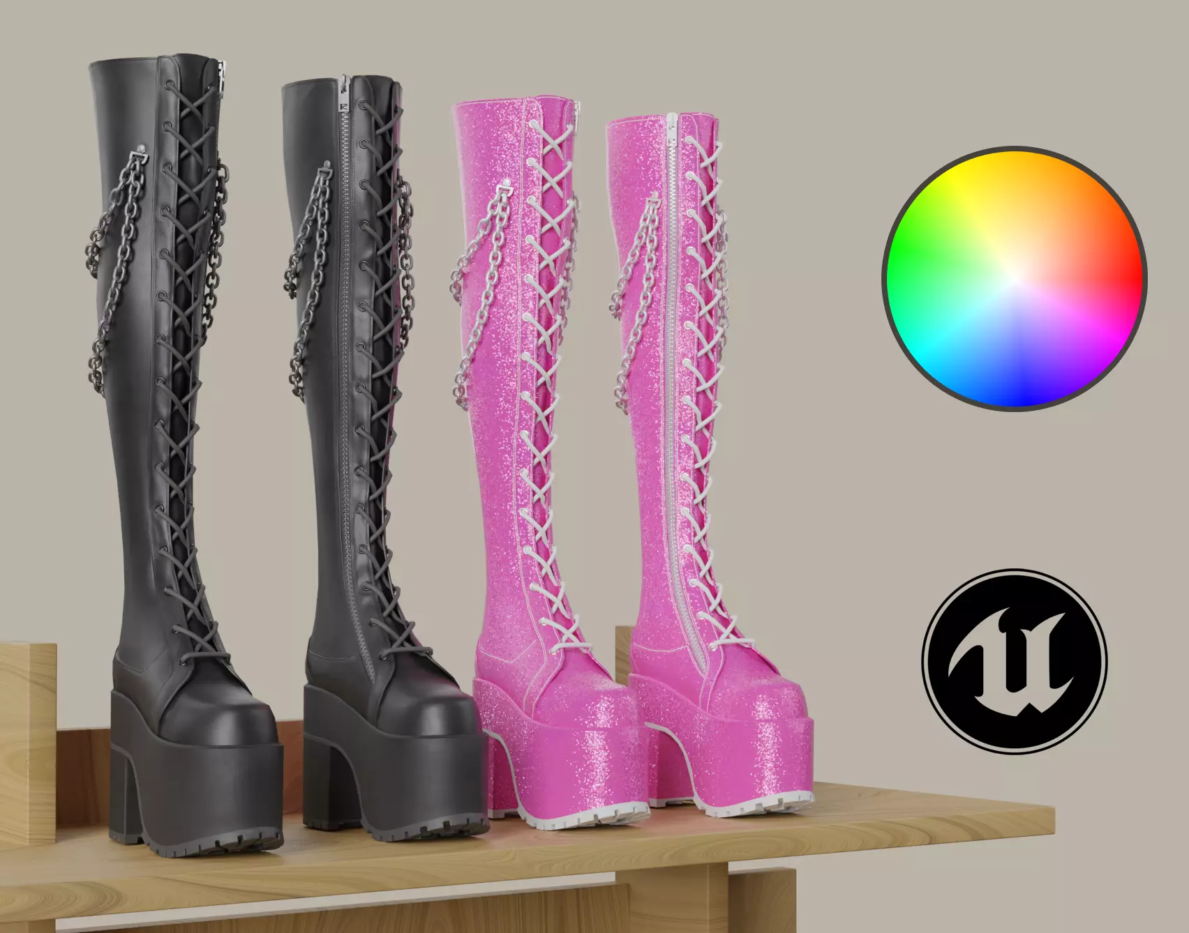 Punk Boots Low-poly 3D model
