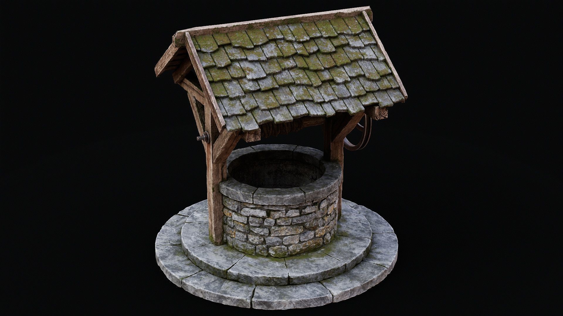Low Poly PBR Wishing Well Low-poly 3D model_12