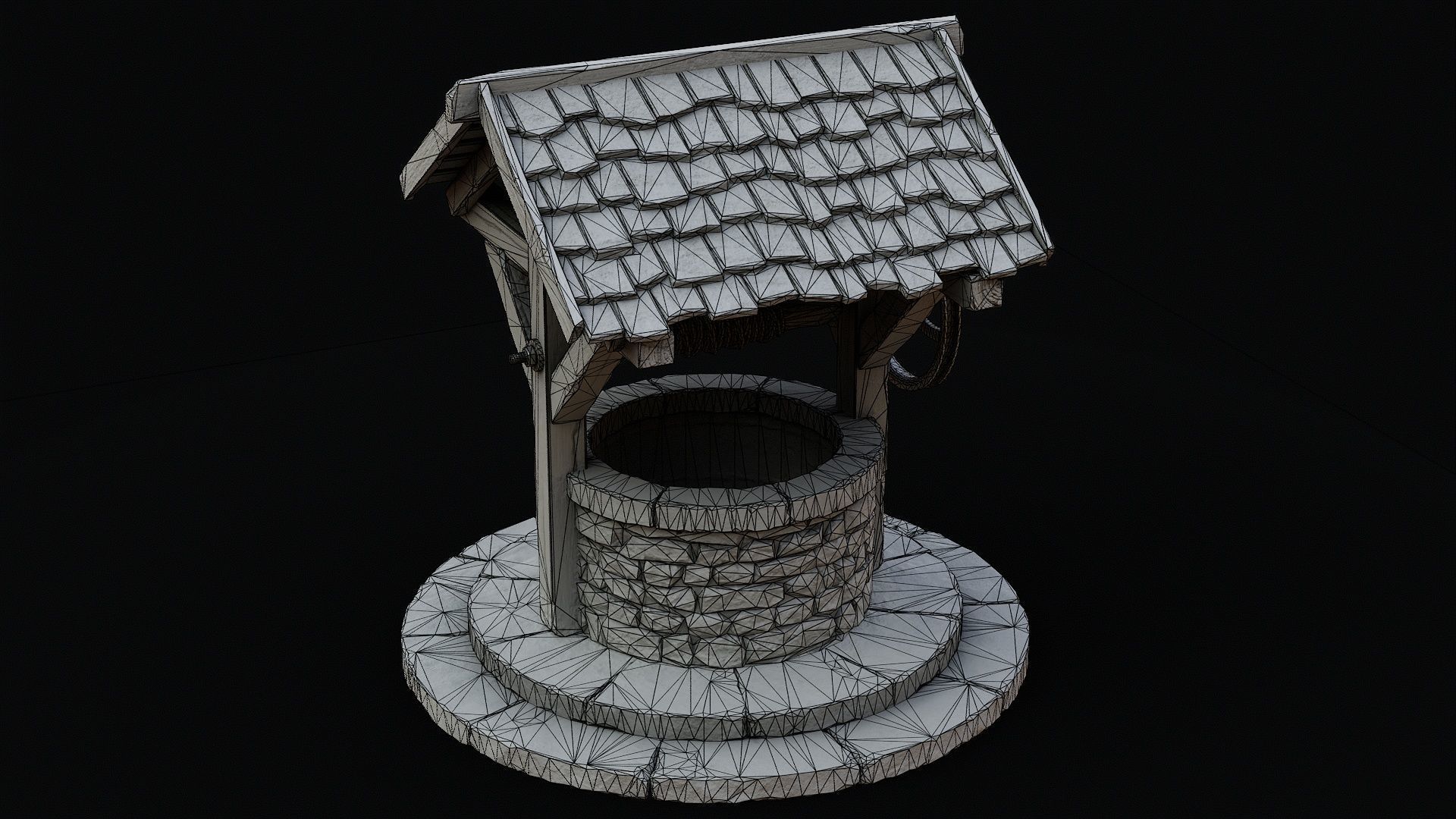 Low Poly PBR Wishing Well Low-poly 3D model_14
