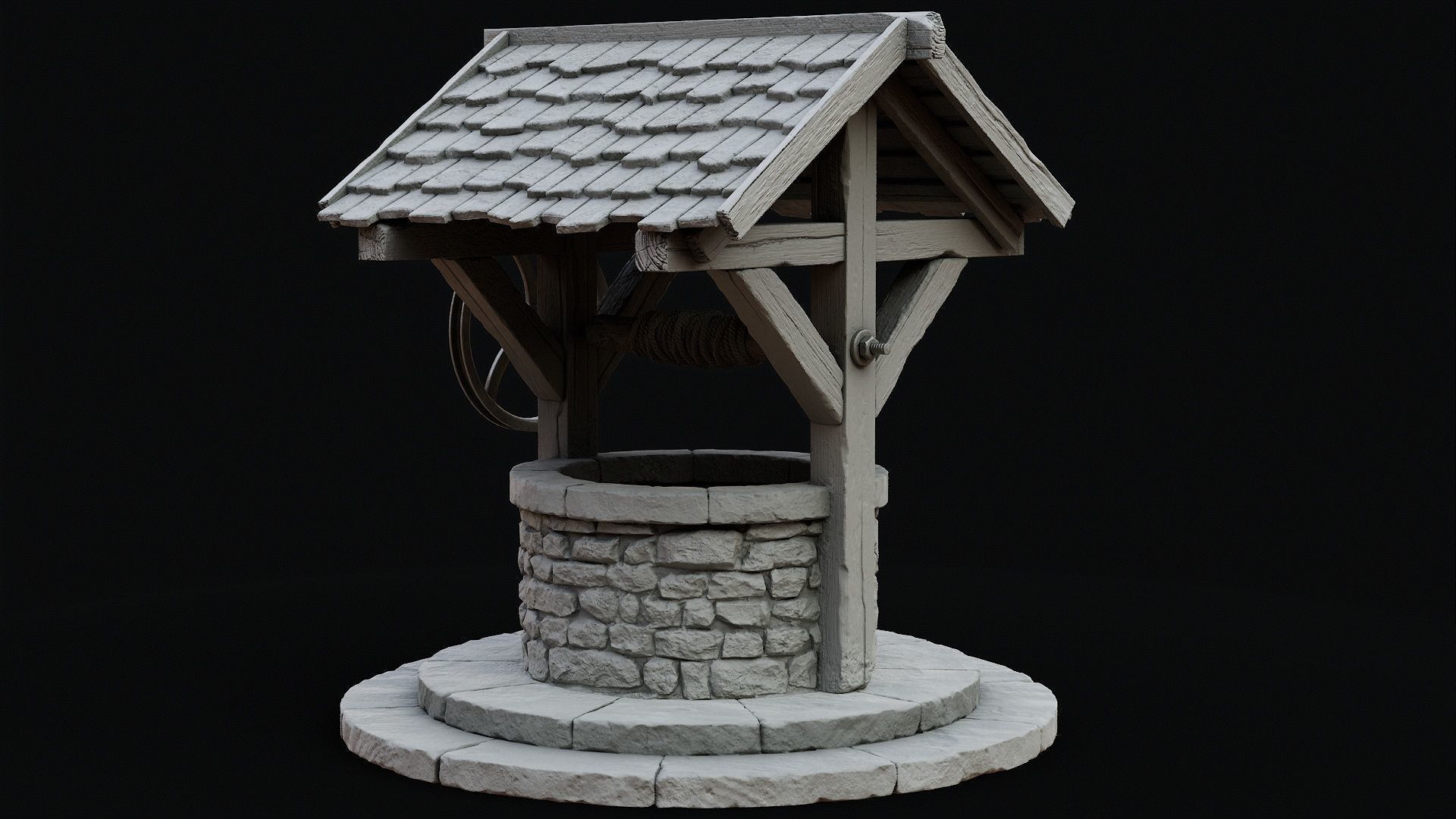Low Poly PBR Wishing Well Low-poly 3D model_6