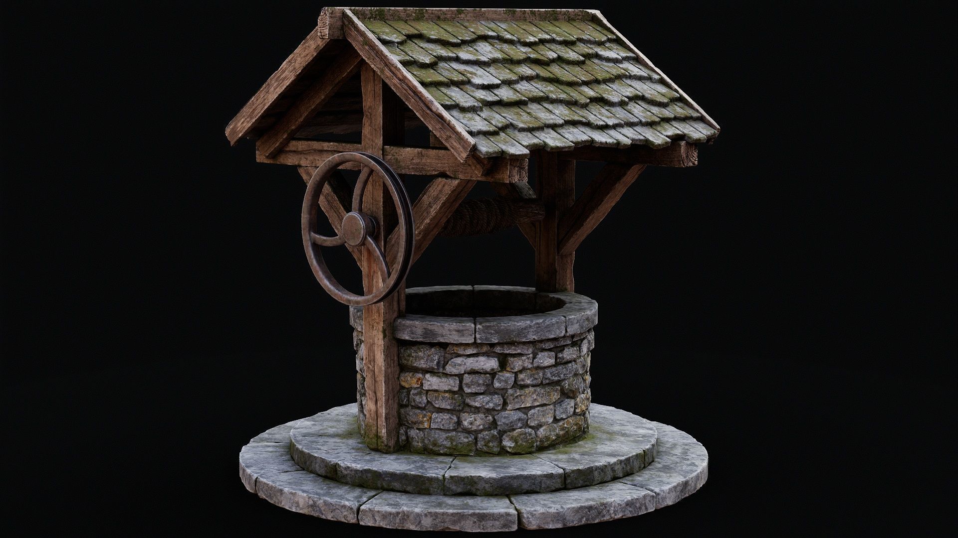 Low Poly PBR Wishing Well Low-poly 3D model_8