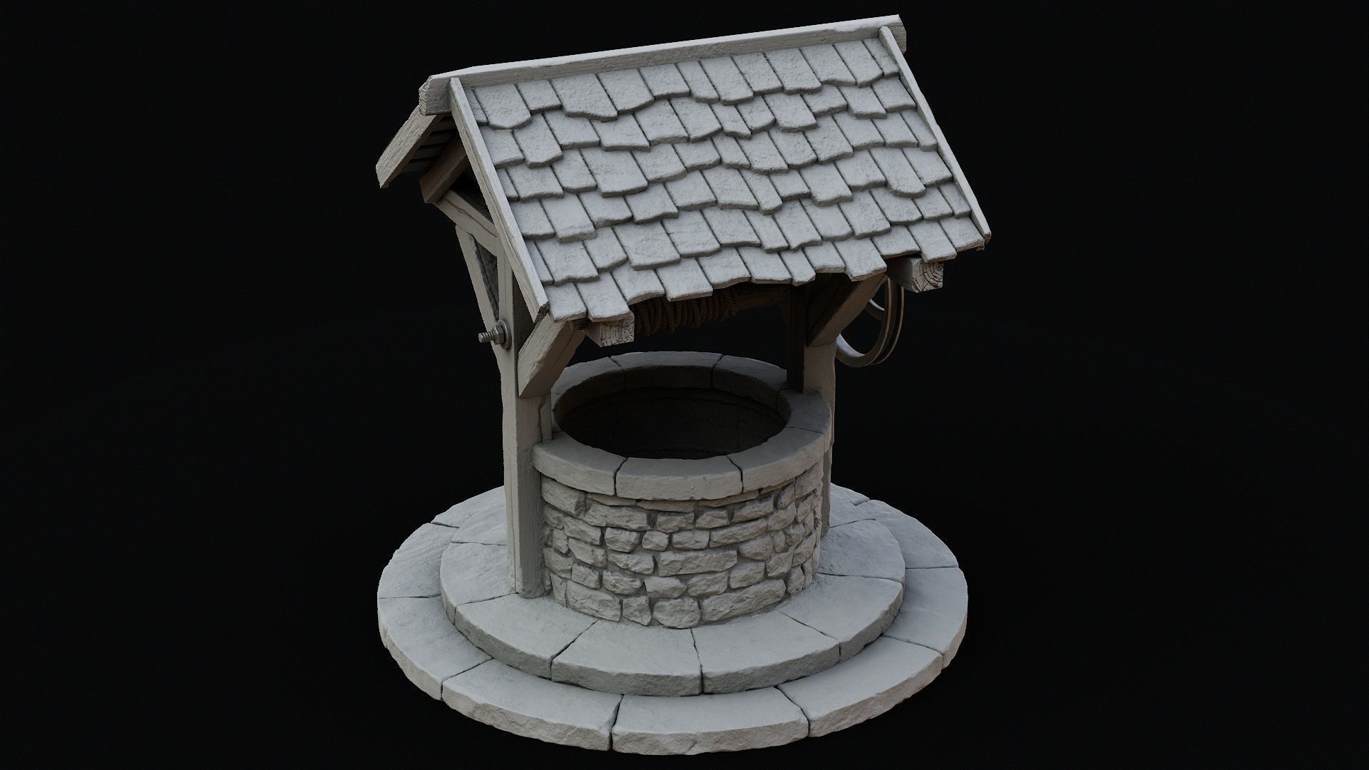 Low Poly PBR Wishing Well Low-poly 3D model_13