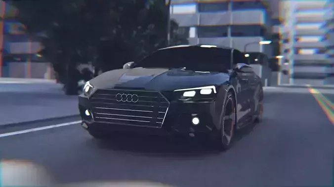 Audi RS5 driving in City Scene