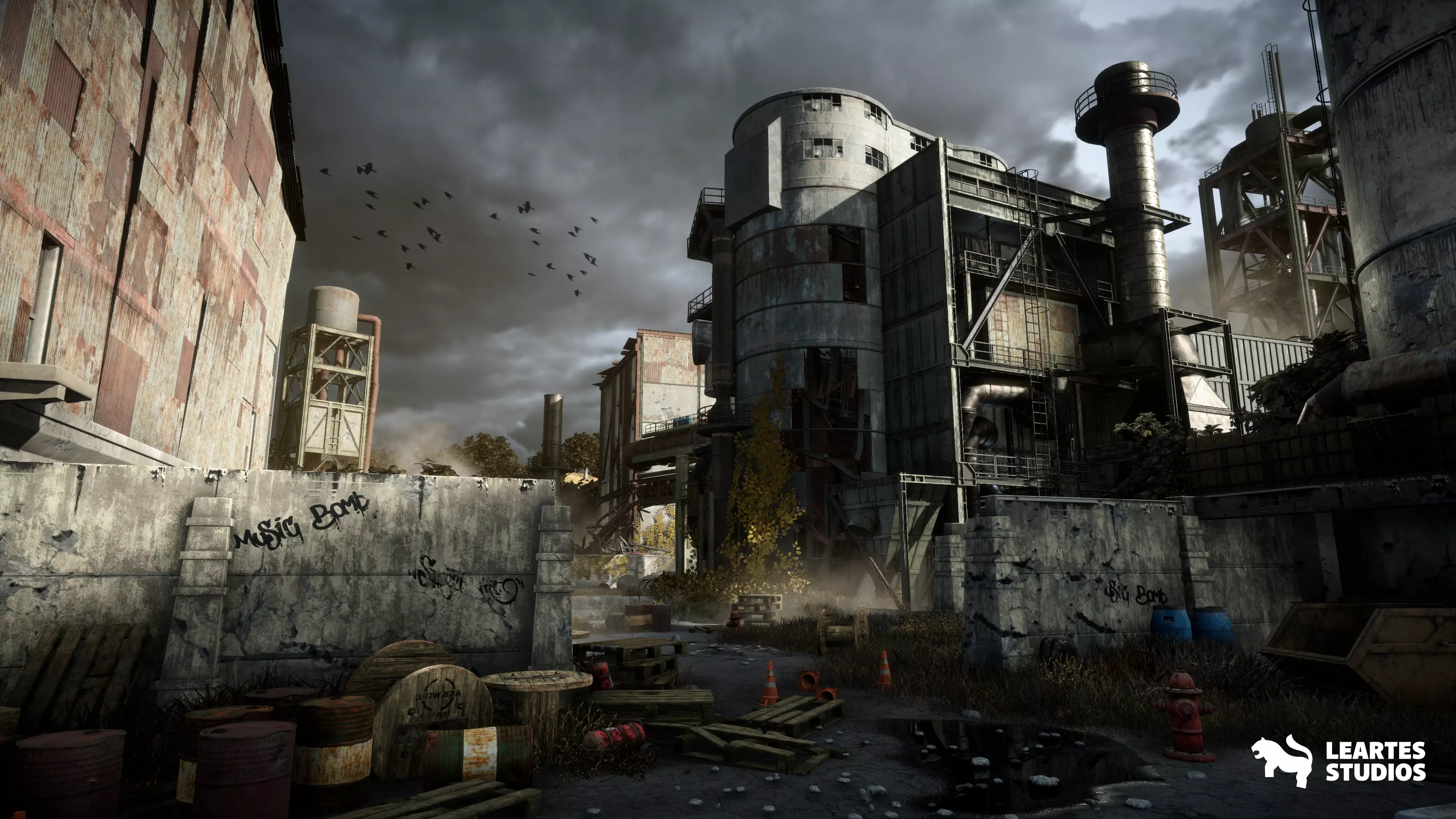 Abandoned Industrial Factory Environment Unity Low-poly 3D model_0