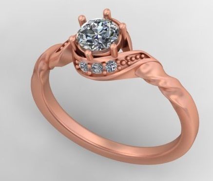 High Jewelry Solitaire Ring A5 3D print model_4