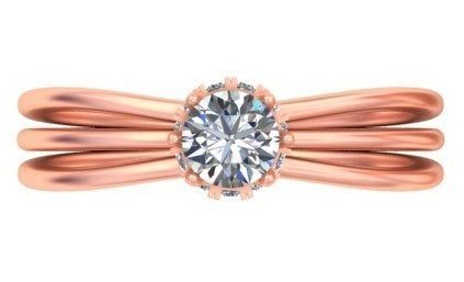 Three band solitaire engagement ring A34 3D print model_1