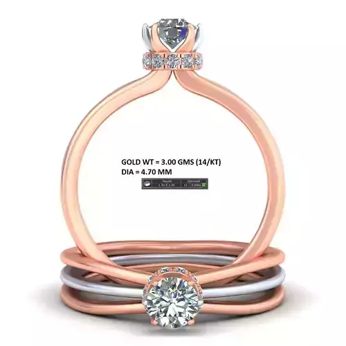 Three band solitaire engagement ring A34 3D print model