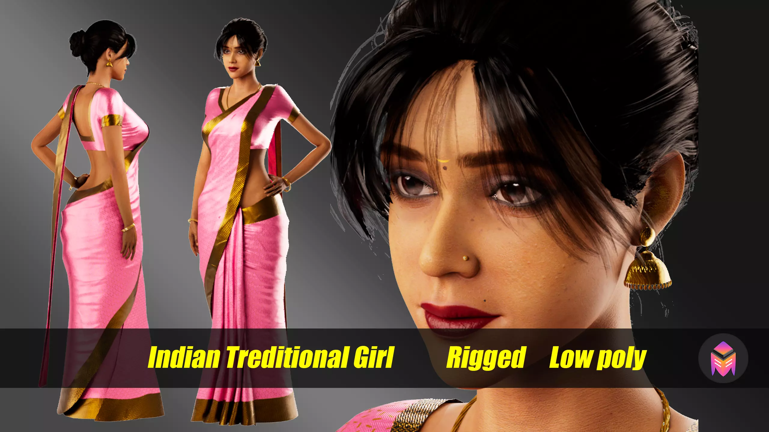 Indian Girl 2 Low-poly 3D model