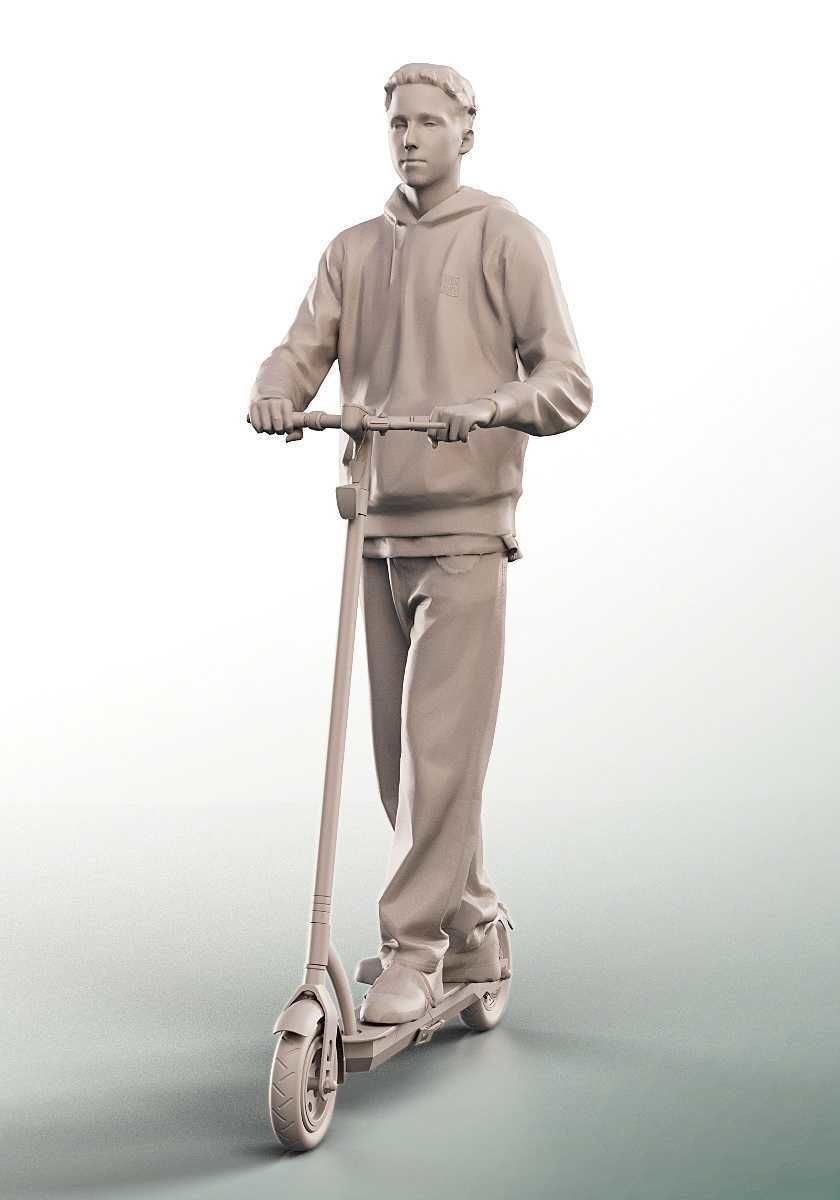 Max 13128 - Casual Young Man Riding Escooter Low-poly 3D model_3