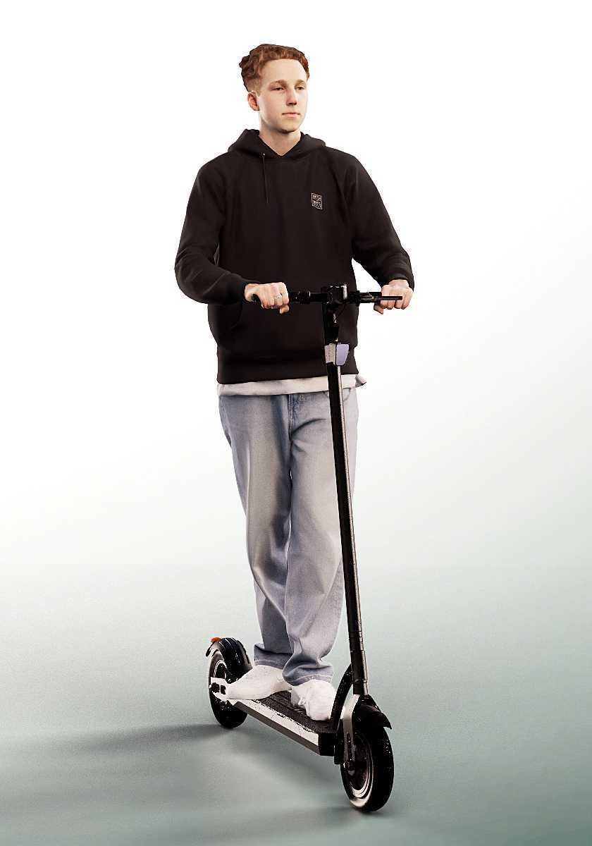 Max 13128 - Casual Young Man Riding Escooter Low-poly 3D model_2