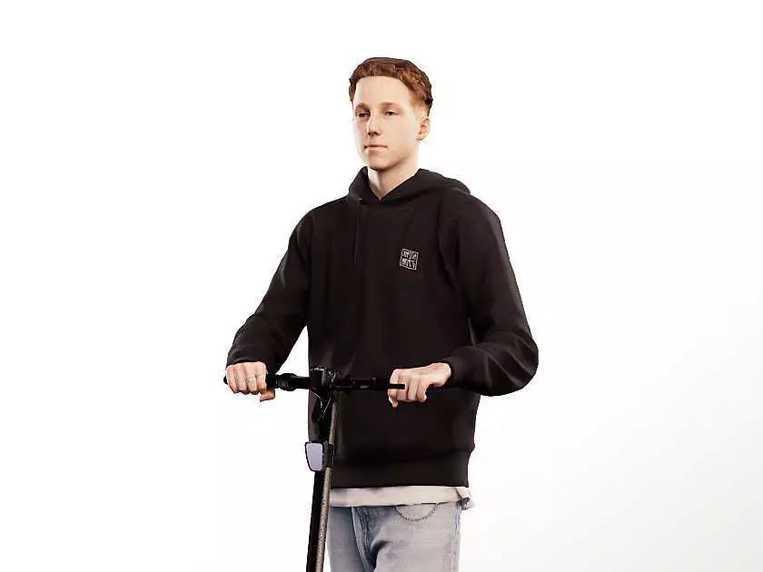 Max 13128 - Casual Young Man Riding Escooter Low-poly 3D model_0