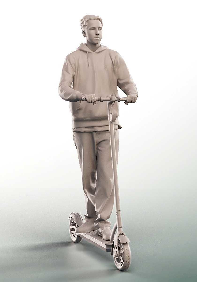 Max 13128 - Casual Young Man Riding Escooter Low-poly 3D model_4