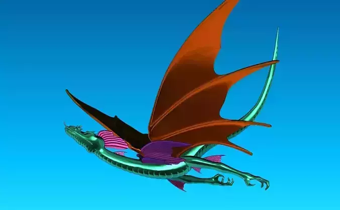 Fly Dragon high-poly 3D model