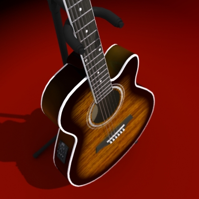 Acoustic Electric Guitar 3D model_2