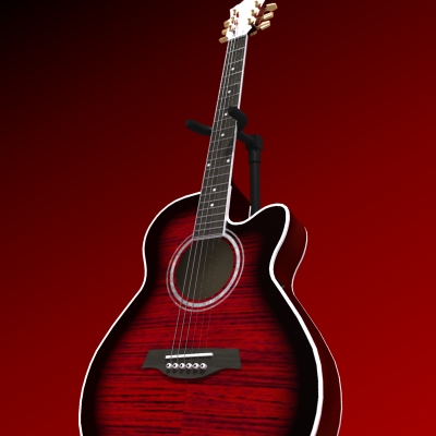 Acoustic Electric Guitar 3D model_15