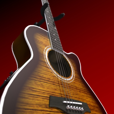 Acoustic Electric Guitar 3D model_1