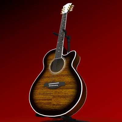 Acoustic Electric Guitar 3D model_4