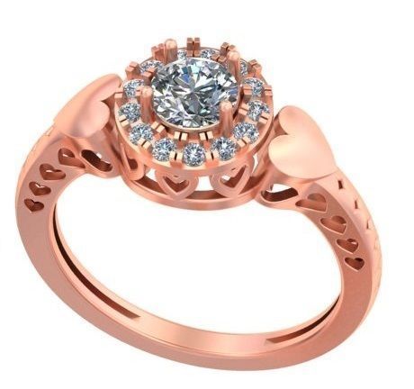 Heart Style Halo Set Unique Ring  3D print model_4