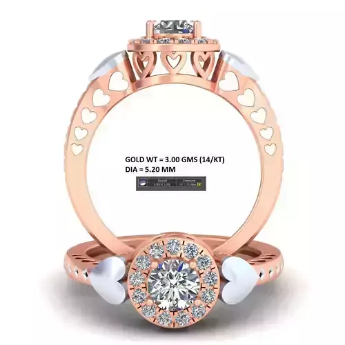 Heart Style Halo Set Unique Ring  3D print model