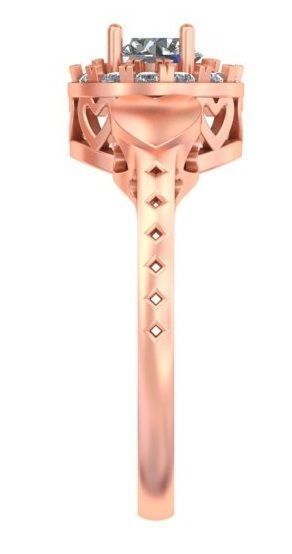 Heart Style Halo Set Unique Ring  3D print model_2