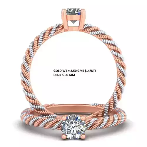 Double Color Rope Solitaire Engagement Ring A 20 3D print model
