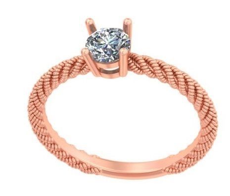 Double Color Rope Solitaire Engagement Ring A 20 3D print model_2