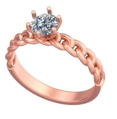 Double Color Unique Cuban Link Ring With Diamond A2 3D print model_4