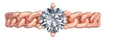 Double Color Unique Cuban Link Ring With Diamond A2 3D print model_1