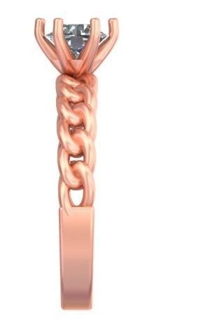 Double Color Unique Cuban Link Ring With Diamond A2 3D print model_2