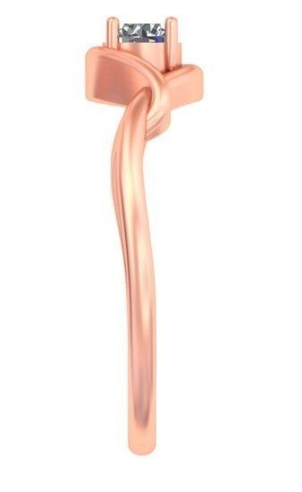 Lightweight Single Diamond Rose Gold Ring Collection A14 3D print model_3
