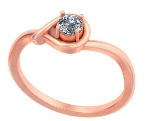 Lightweight Single Diamond Rose Gold Ring Collection A14 3D print model_4