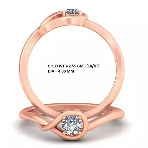 Lightweight Single Diamond Rose Gold Ring Collection A14 3D print model