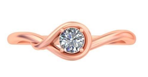 Lightweight Single Diamond Rose Gold Ring Collection A14 3D print model_1