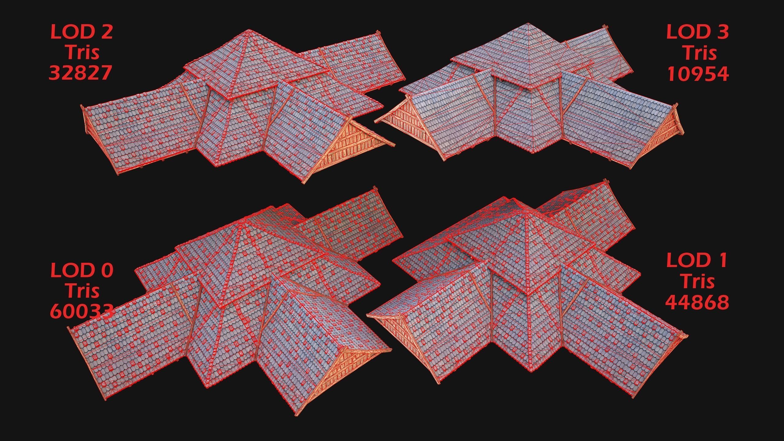 Medieval Roof Tile Modular Low-poly 3D model_12
