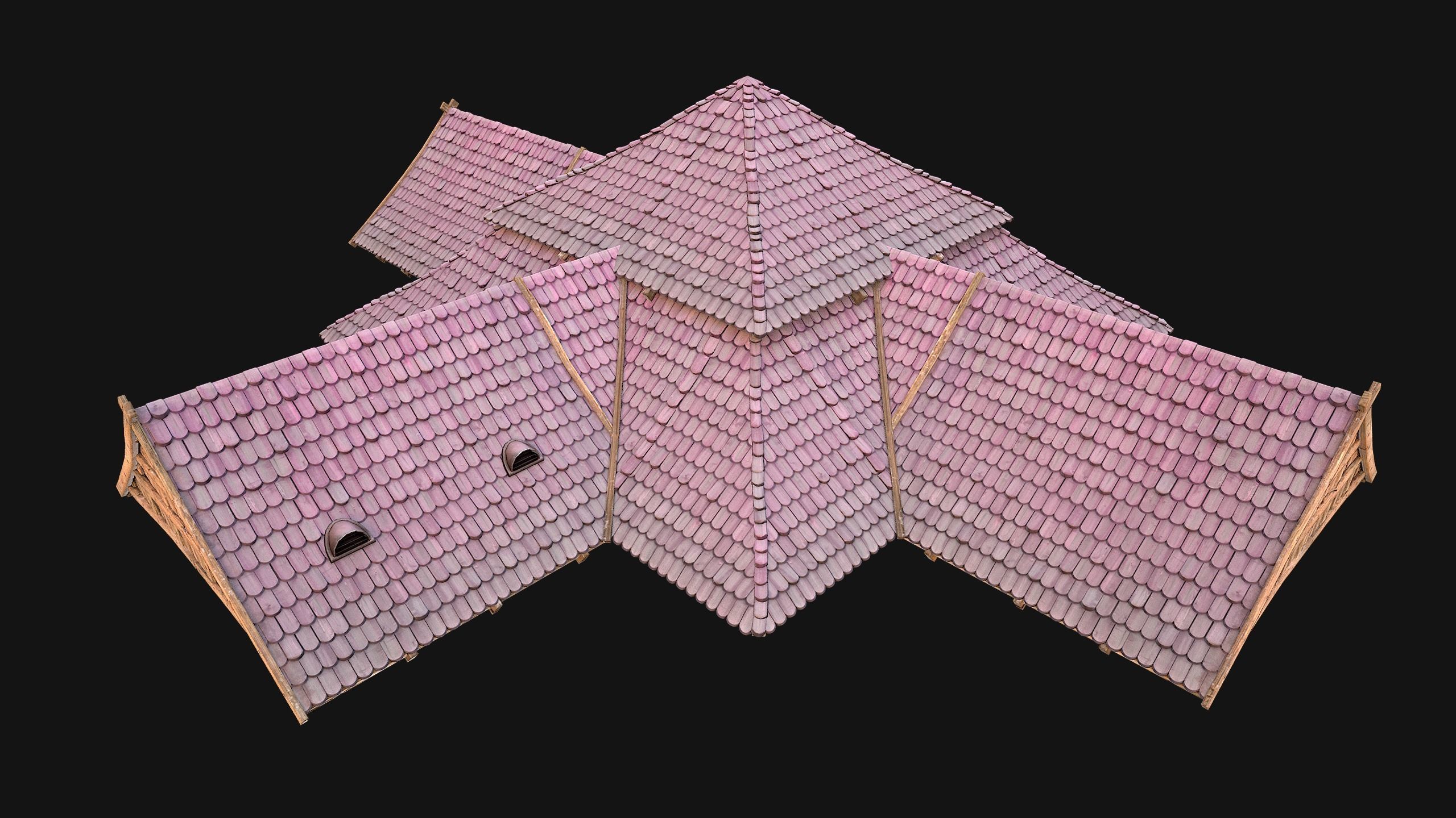 Medieval Roof Tile Modular Low-poly 3D model_13